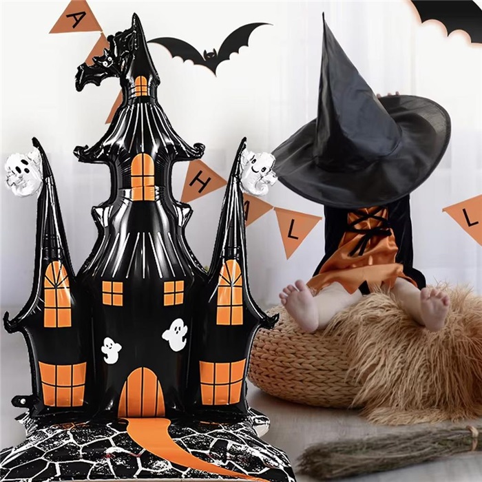 Ayaklı Halloween Şatosu Folyo Balon