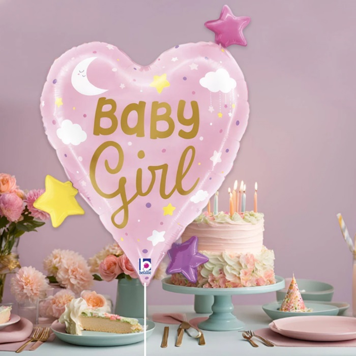 Baby Girl Heart Stars Grabo Folyo Balon
