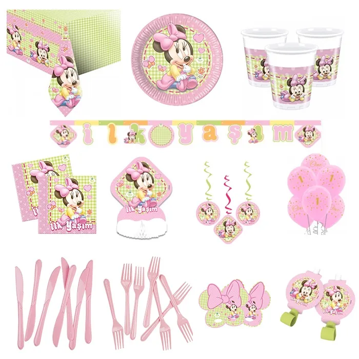 Minnie Mouse 1 Yaş Parti Seti 16 Kişilik