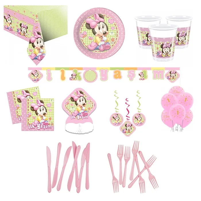 Minnie Mouse 1 Yaş Parti Seti 8 Kişilik