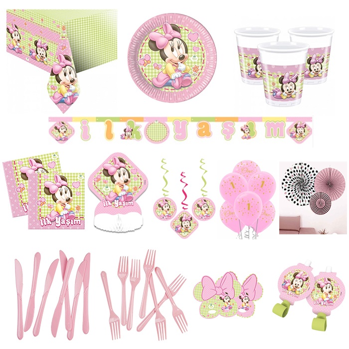 Minnie Mouse 1 Yaş Parti Seti 24 Kişilik