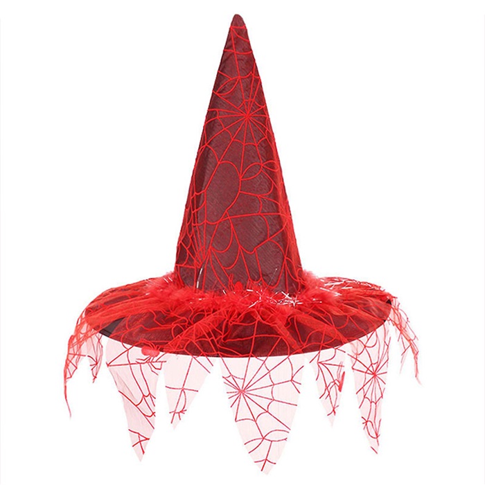 Kırmızı Tüylü Cadı Şapkası