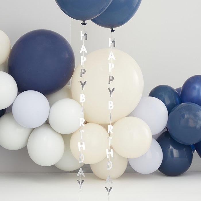 Ginger Ray Gümüş Renkli Happy Birthday Balon Kuyruğu