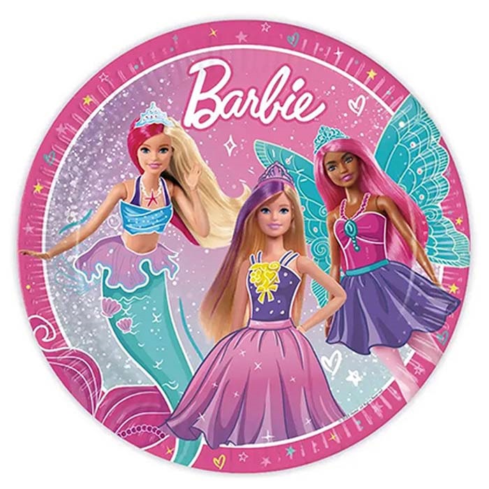Barbie Temalı Pembe Tabak