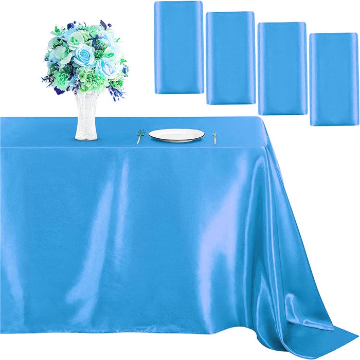 Mavi Saten Masa Örtüsü