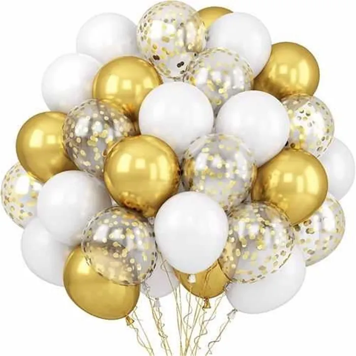 Beyaz Gold Renkli Uçan Balon