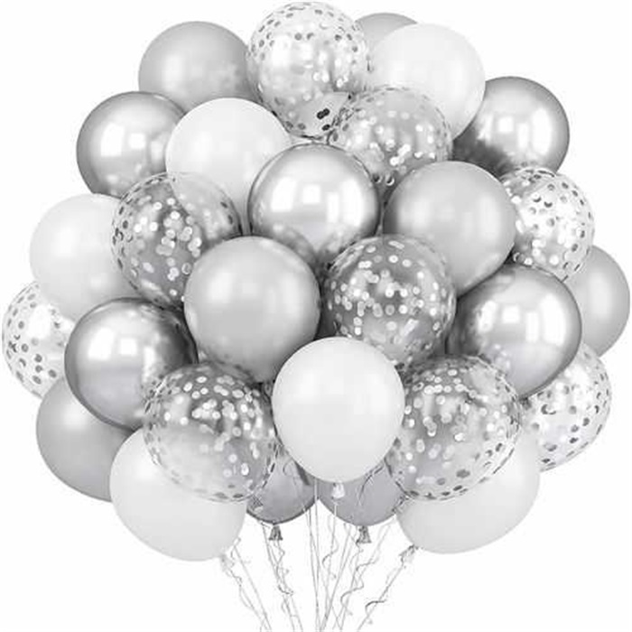 Beyaz Gümüş Renkli Uçan Balon