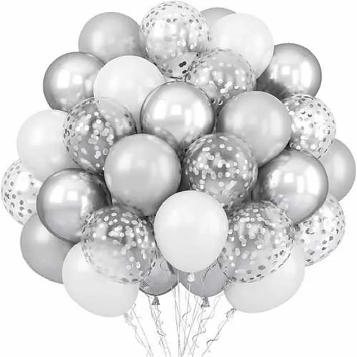 Beyaz Gümüş Renkli Uçan Balon