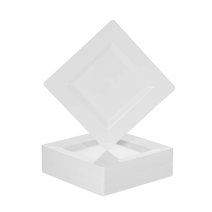 Beyaz Kalın Mika Kare Tabak