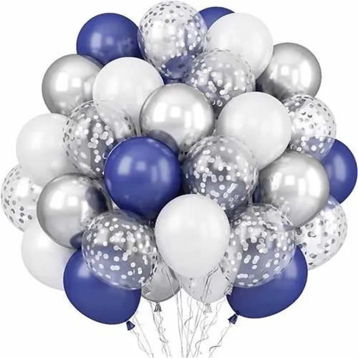 Beyaz Lacivert Gümüş Renkli Uçan Balon