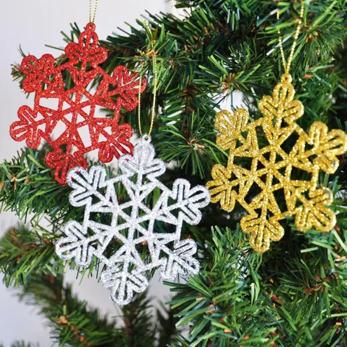 Renkli  Simli Kar Tanesi Asma Süs