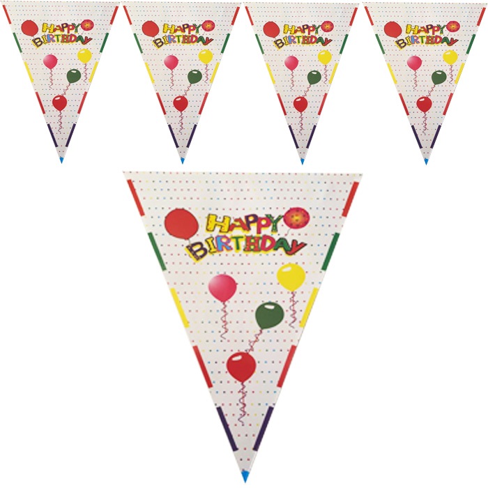 Beyaz Renkli Happy Birthday Bayrak Flama