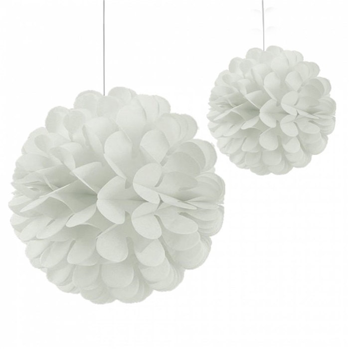 Beyaz Renkli Kağıt Top Süs