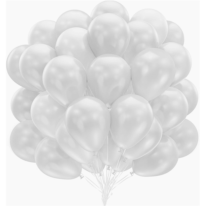 Beyaz Renkli Metalik Balon