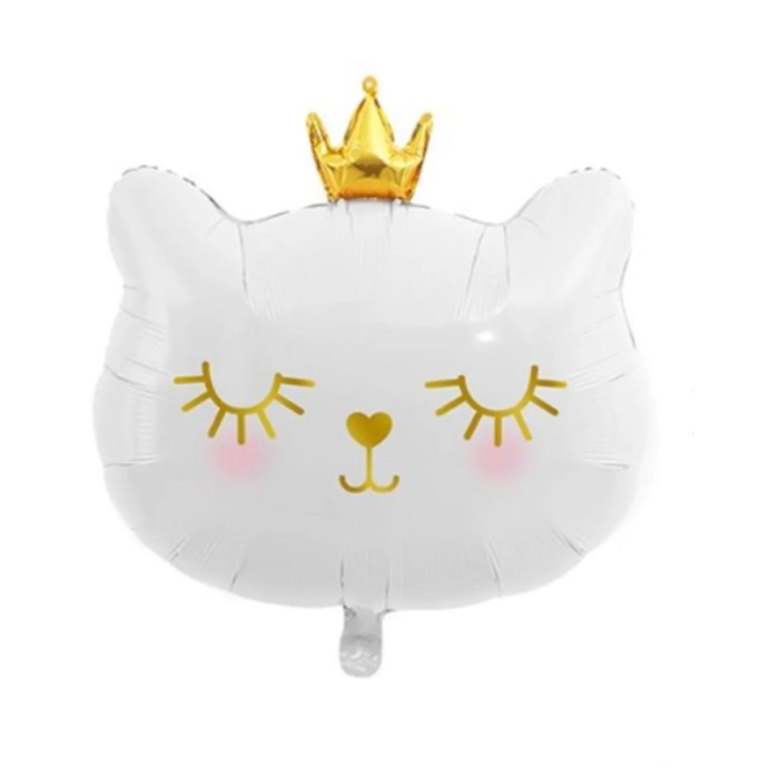 Beyaz Renkli Sevimli Kedi Folyo Balon