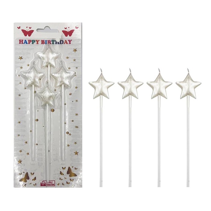 Beyaz Renkli Yıldız Çubuk Mum