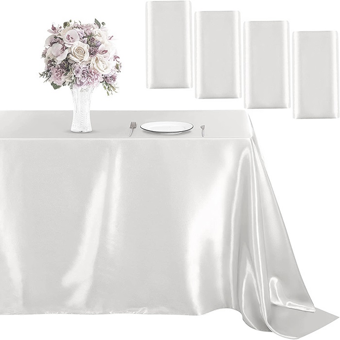 Beyaz Saten  Masa Örtüsü