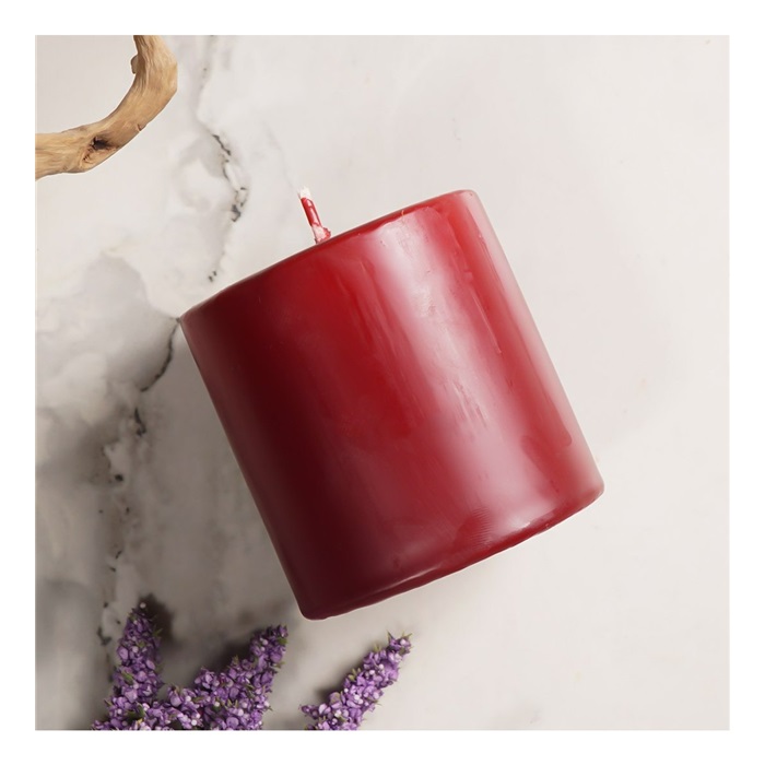 Bordo Renkli Silindir Mum