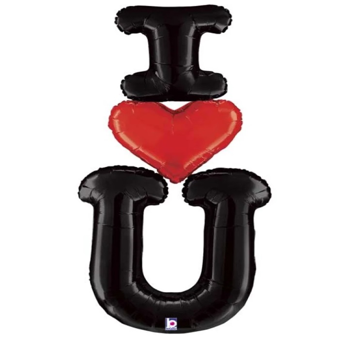 I Love You Siyah Büyük Folyo Balon