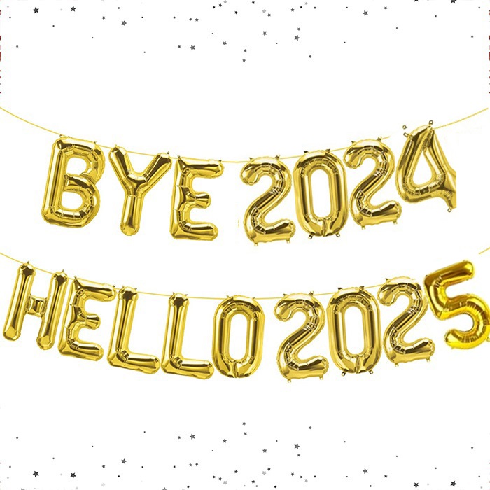 Bye 2024 Hello 2025 Folyo Balon Gold 76 Cm