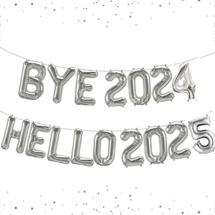 Bye 2024 Hello 2025 Folyo Balon Gümüş 100 Cm