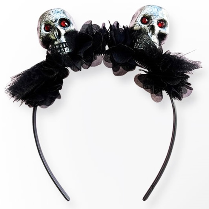 Cadılar Bayramı Gümüş Renkli İskelet Taç