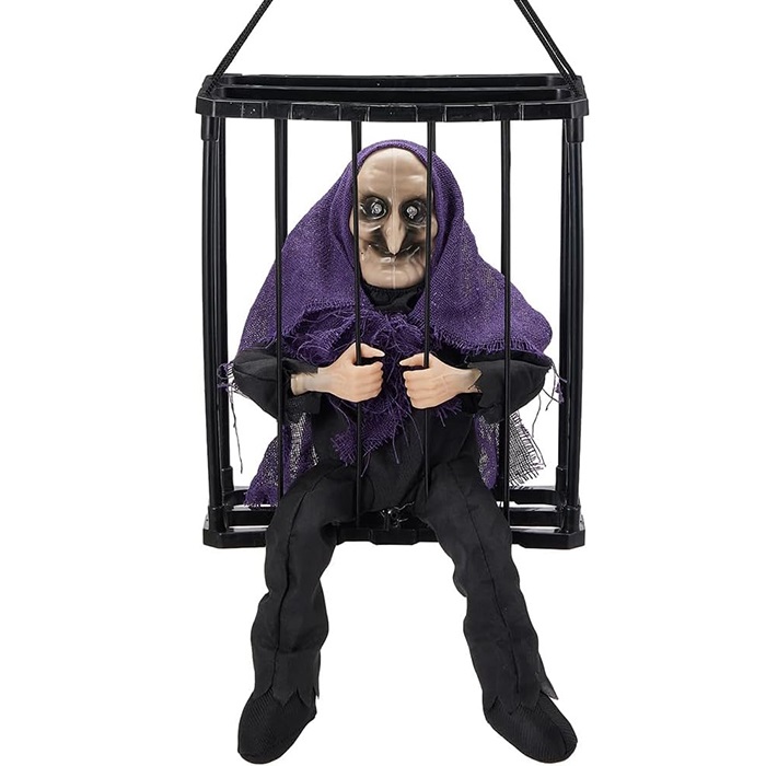 Cadılar Bayramı Hareket Sensörü Kafes Asılı Cadı