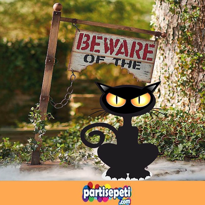 Cadılar Bayramı Kedi Ayaklı Pano Süs