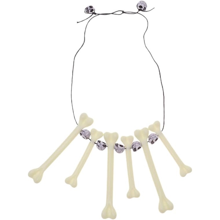 Cadılar Bayramı Krem Renkli Kemik Kolye