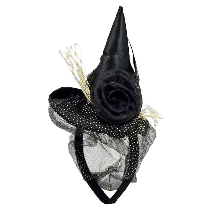 Halloween Taç Mini Cadı Şapkalı Tüllü Güllü