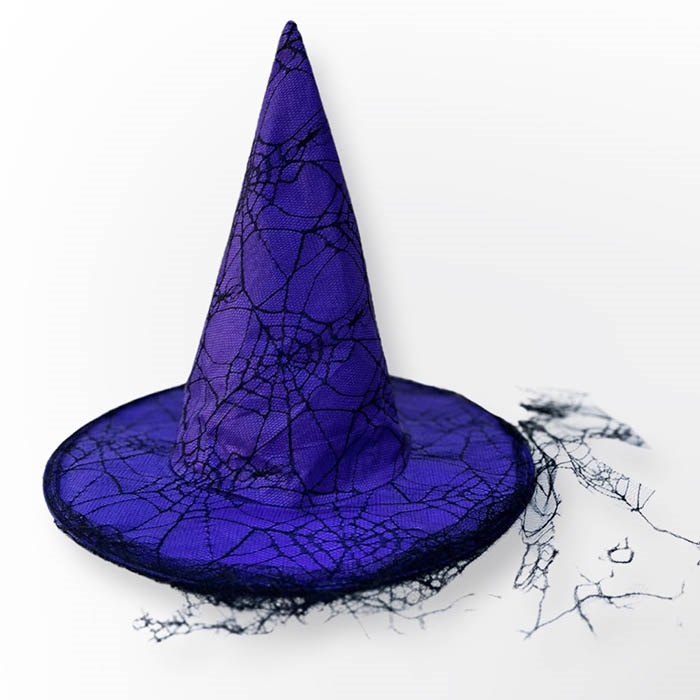 Cadılar Bayramı Mor Tüllü Cadı Şapka
