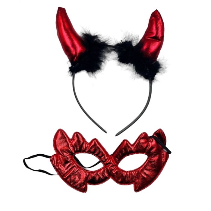 Cadılar Bayramı Şeytan Taç Maske Seti