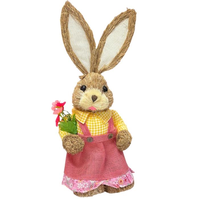 Pembe Elbiseli Paskalya Tavşan Dekor Süs