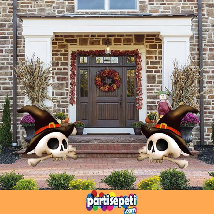 Cadılar Bayramı Şapkalı İskelet Ayaklı Pano