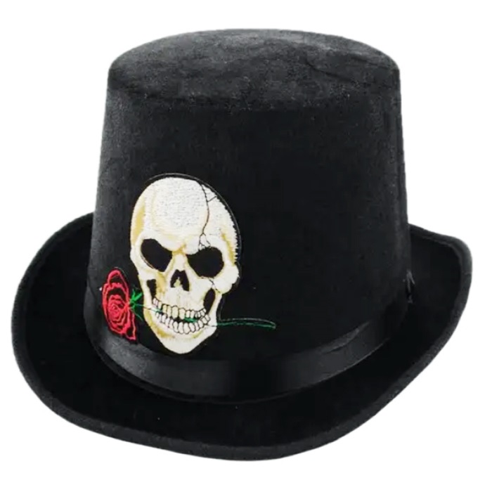 Cadılar Bayramı Silindir Kuru Kafa Figürlü Şapka