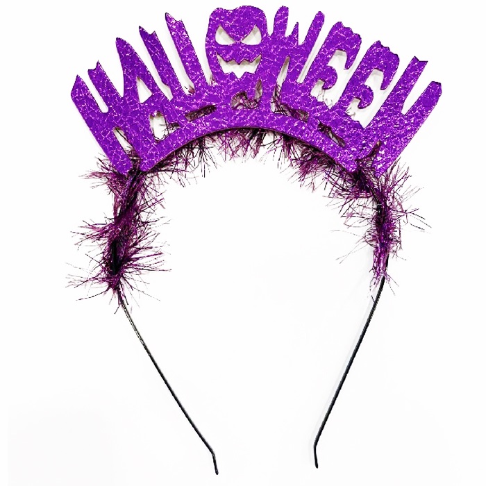 Mor Renkli Halloween Yazılı Taç