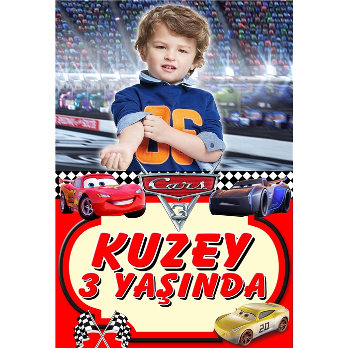 Cars Temalı Kişiye Özel Ayaklı Karşılama Panosu
