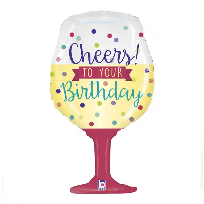 Cheers Baskılı Şarap Bardağı Folyo Balon