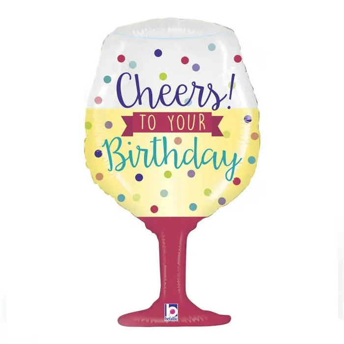 Cheers Baskılı Şarap Bardağı Folyo Balon