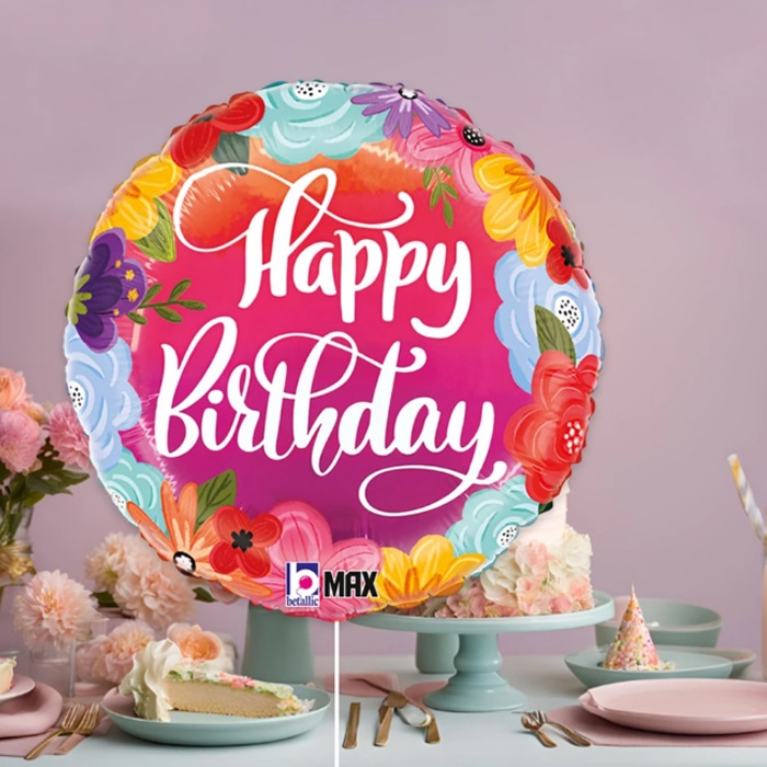 Birthday Bright Flowers Grabo Folyo Balon