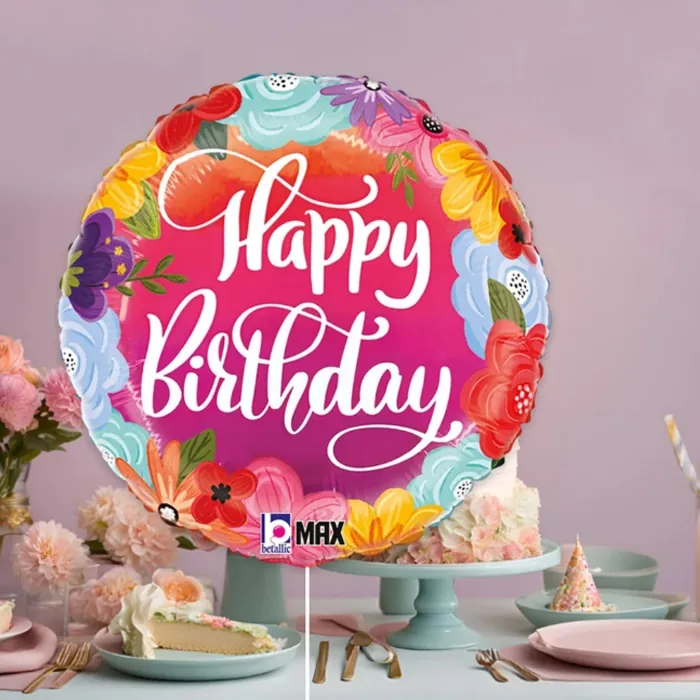 Birthday Bright Flowers Grabo Folyo Balon