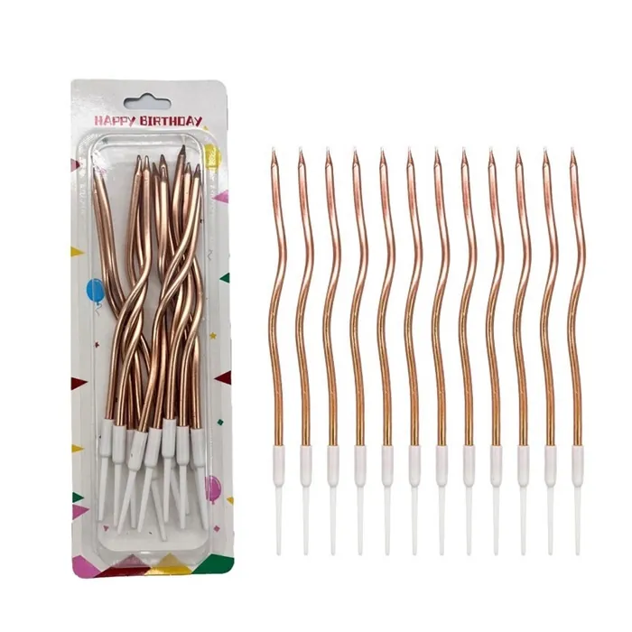 Dalgalı Metalik Şampanya Pasta Mumu