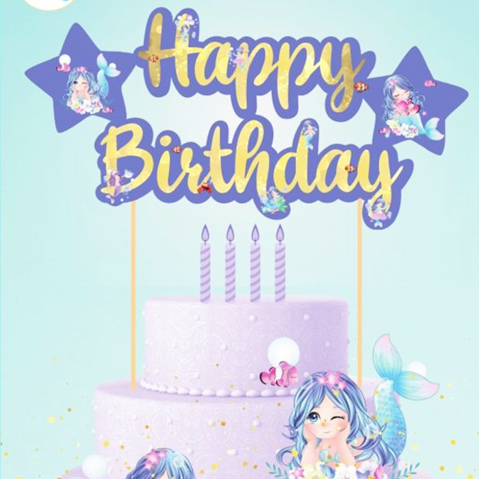 Deniz Kızı Happy Birthday Pasta Süsü