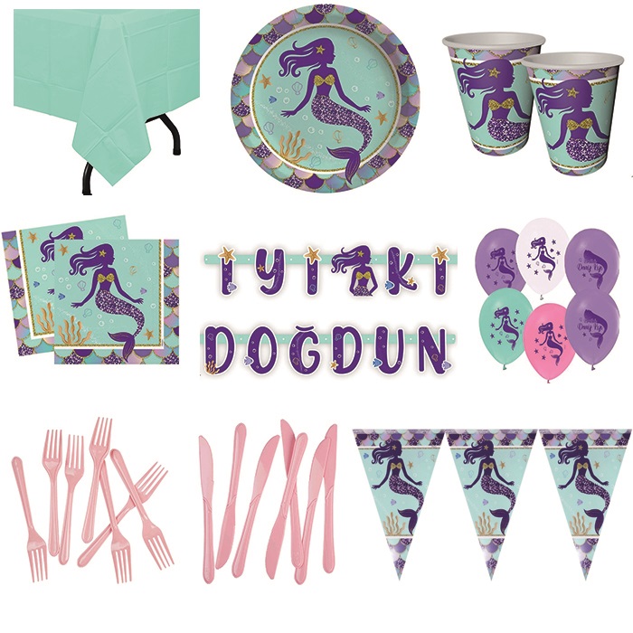 Deniz Kızı Temalı Parti Seti 16 Kişilik