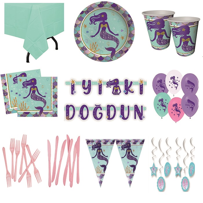 Deniz Kızı Temalı Parti Seti 24 Kişilik
