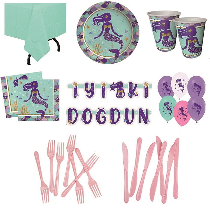 Deniz Kızı Temalı Parti Seti 8 Kişilik