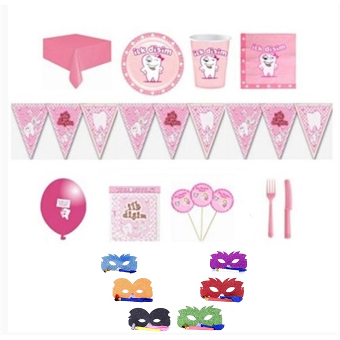 Diş Buğdayı Kız Kutlama Seti 24 Kişilik