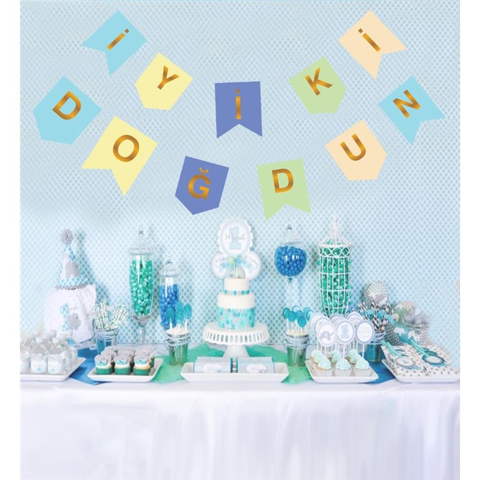 Simli Pastel Renkler İyi Ki Doğdun Yazı