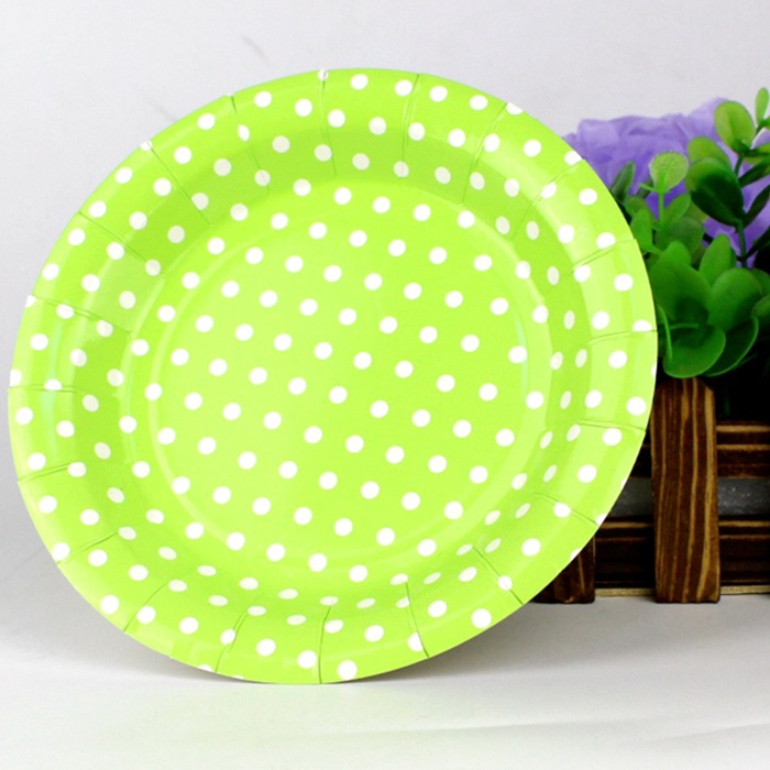 Açık Yeşil Puantiyeli Karton Tabak