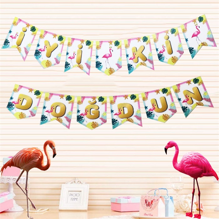Flamingo İyi Ki Doğdun Yazı Banner
